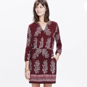 Madewell Lassi Silk Burgundy Mini Dress